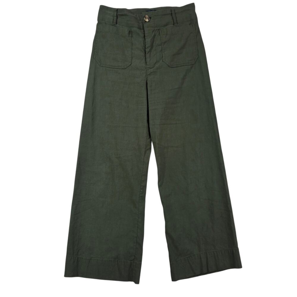 Maeve Anthropologie The Colette Pants Wide Leg Ankle Length Linen Blend sz 29